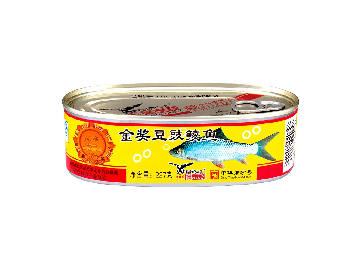 鹰金钱豆豉鲮鱼罐头图片-罐头logo设计