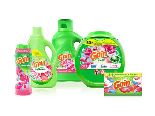 Gain美国宝洁公司衣物清洁产品logo设计含义及洗衣液品牌理念