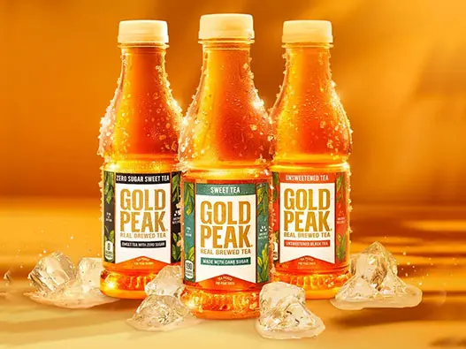 Gold Peak beverage可口可乐金峰茶饮料logo设计含义及茶品牌理念