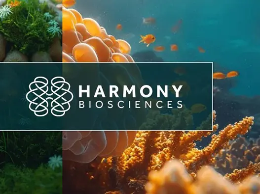 Harmony Biosciences logo设计含义及生物技术品牌理念	