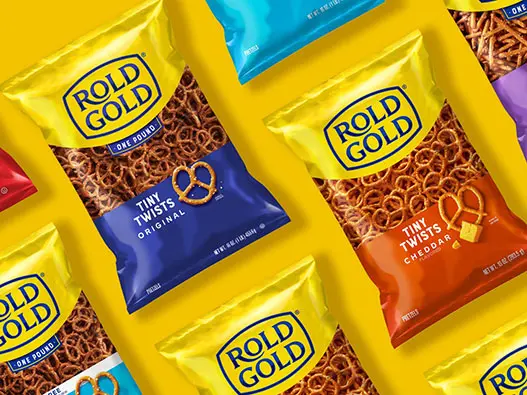 Rold Gold美国百事旗下卷饼零食logo含义及罗尔德金品牌理念